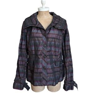 Renuar Plaid Lightweight Jacket w/ Metallic Thread Size 14